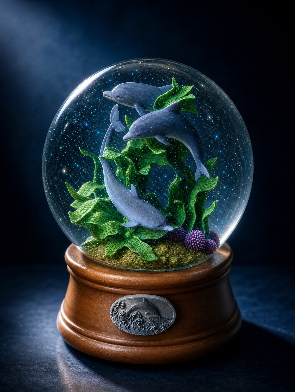 San Francisco Music Box Co. Dolphin Snow Globe – "By the Beautiful Sea"